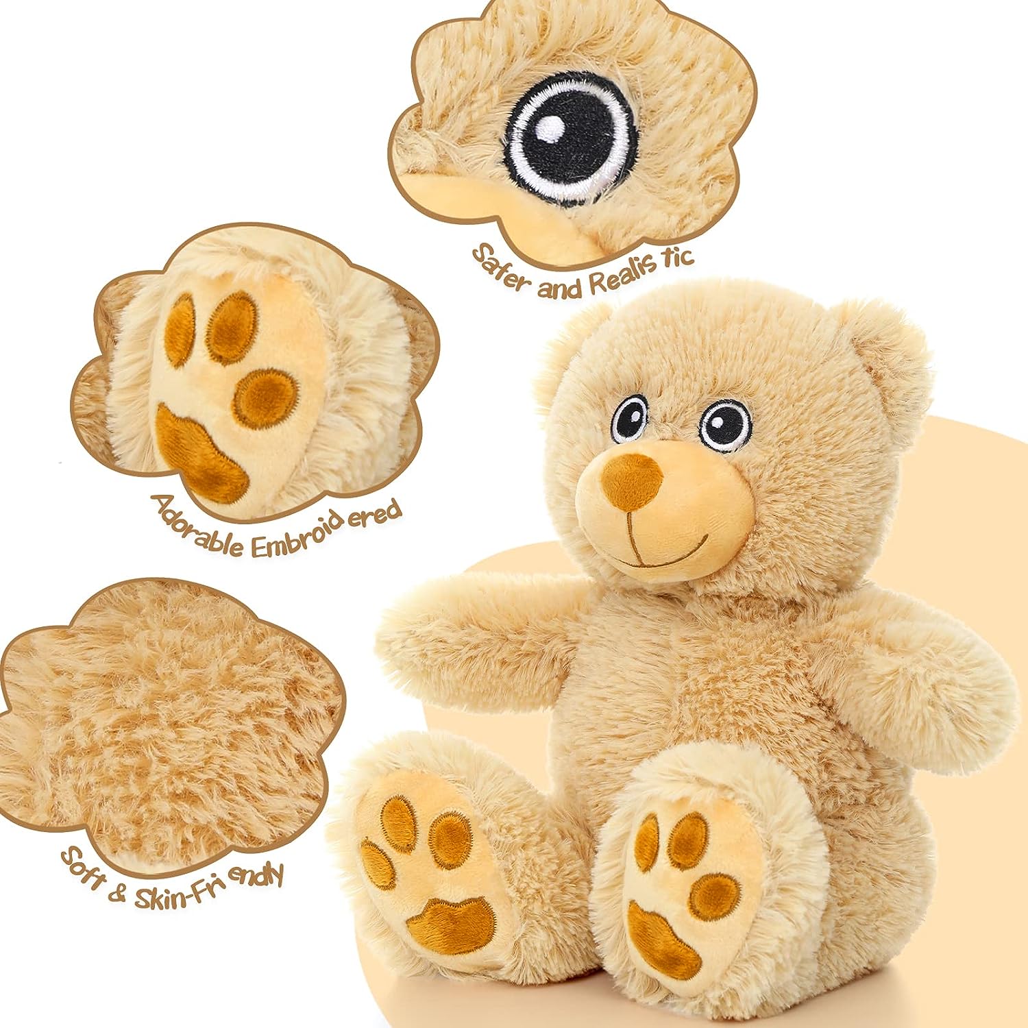 5-Pack Brown Teddy Bear Plush Toy Set 13.8 Inch