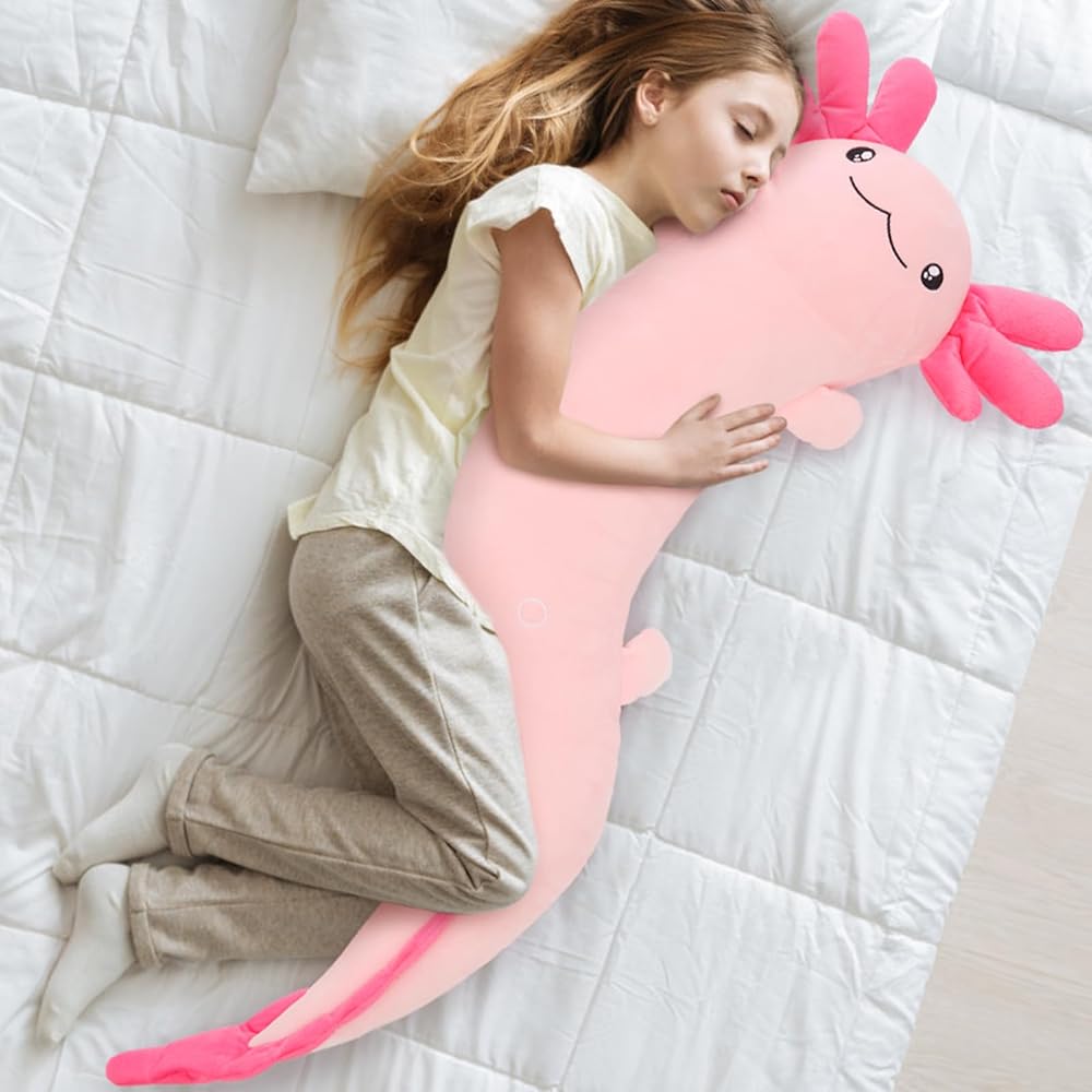 Tezituor 48" Axolotl Stuffed Animal Giant Stuffed Axolotl Glow in The Dark Plush Toy
