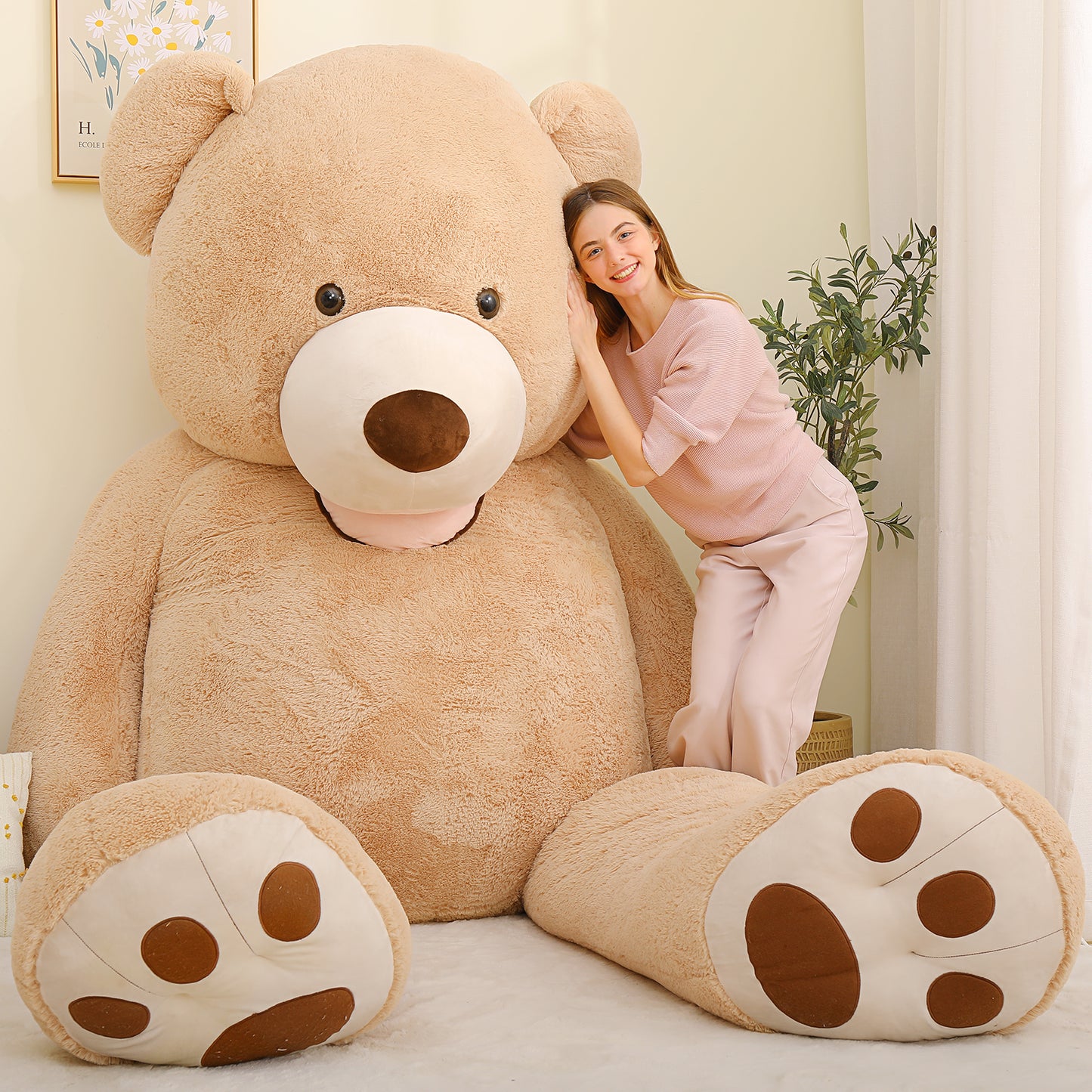 Life Size Teddy Bear Plush Toys - Light Brown Teddy Bear Plush Toy - 8.5 ft Massive Teddy Bear Stuffed Animal Toys - Jumbo Teddy Bear for Girlfriend/Boyfriend - Valentine's Day Teddy Bears & Gift - Teddy Bear Theme Baby Shower - Oversized Cuddly Soft Toys