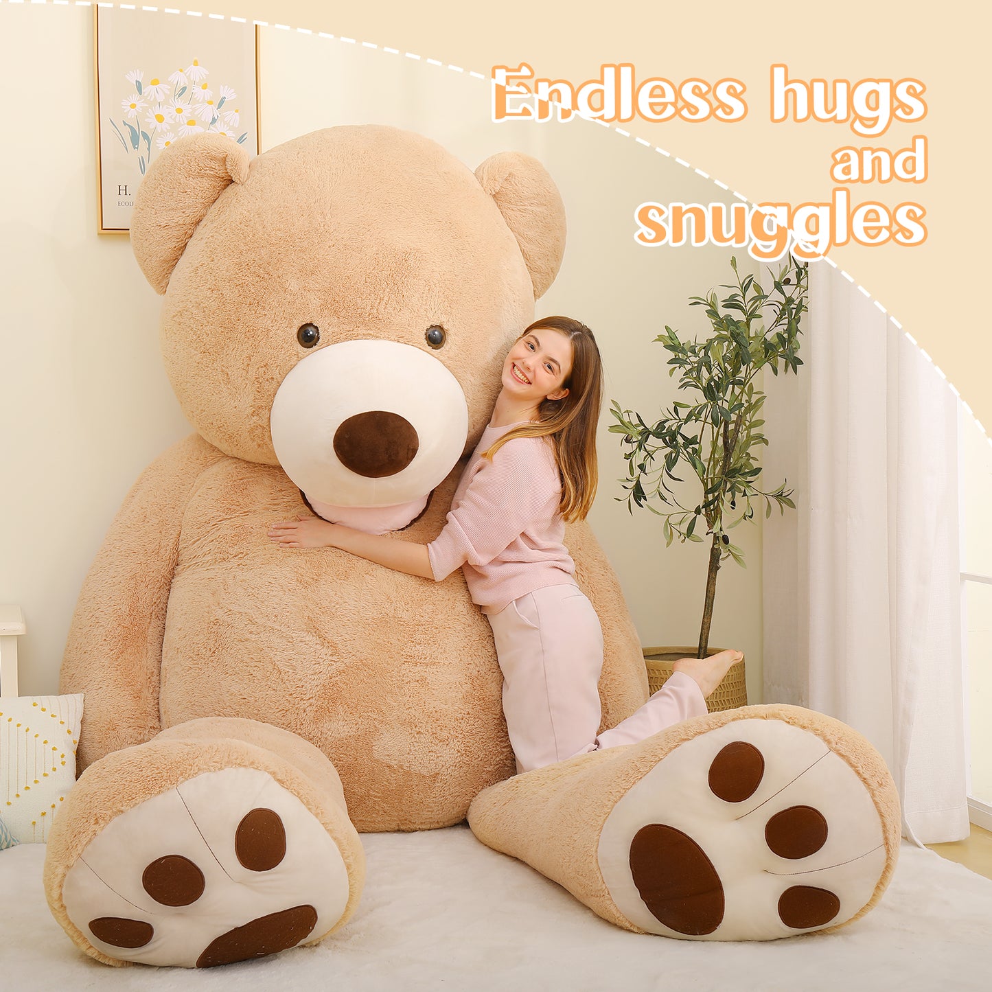 Life Size Teddy Bear Plush Toys - Light Brown Teddy Bear Plush Toy - 8.5 ft Massive Teddy Bear Stuffed Animal Toys - Jumbo Teddy Bear for Girlfriend/Boyfriend - Valentine's Day Teddy Bears & Gift - Teddy Bear Theme Baby Shower - Oversized Cuddly Soft Toys