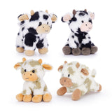 Four 8.7 Inch Cow Plush Toy Set Farm Stuffed Animals