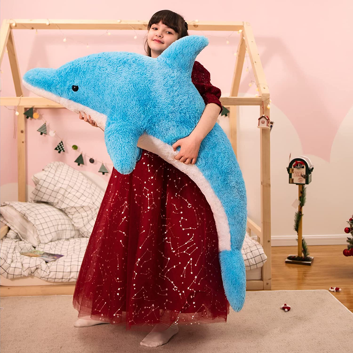 Dolphin Stuffed Animals, Blue, 55 Inches