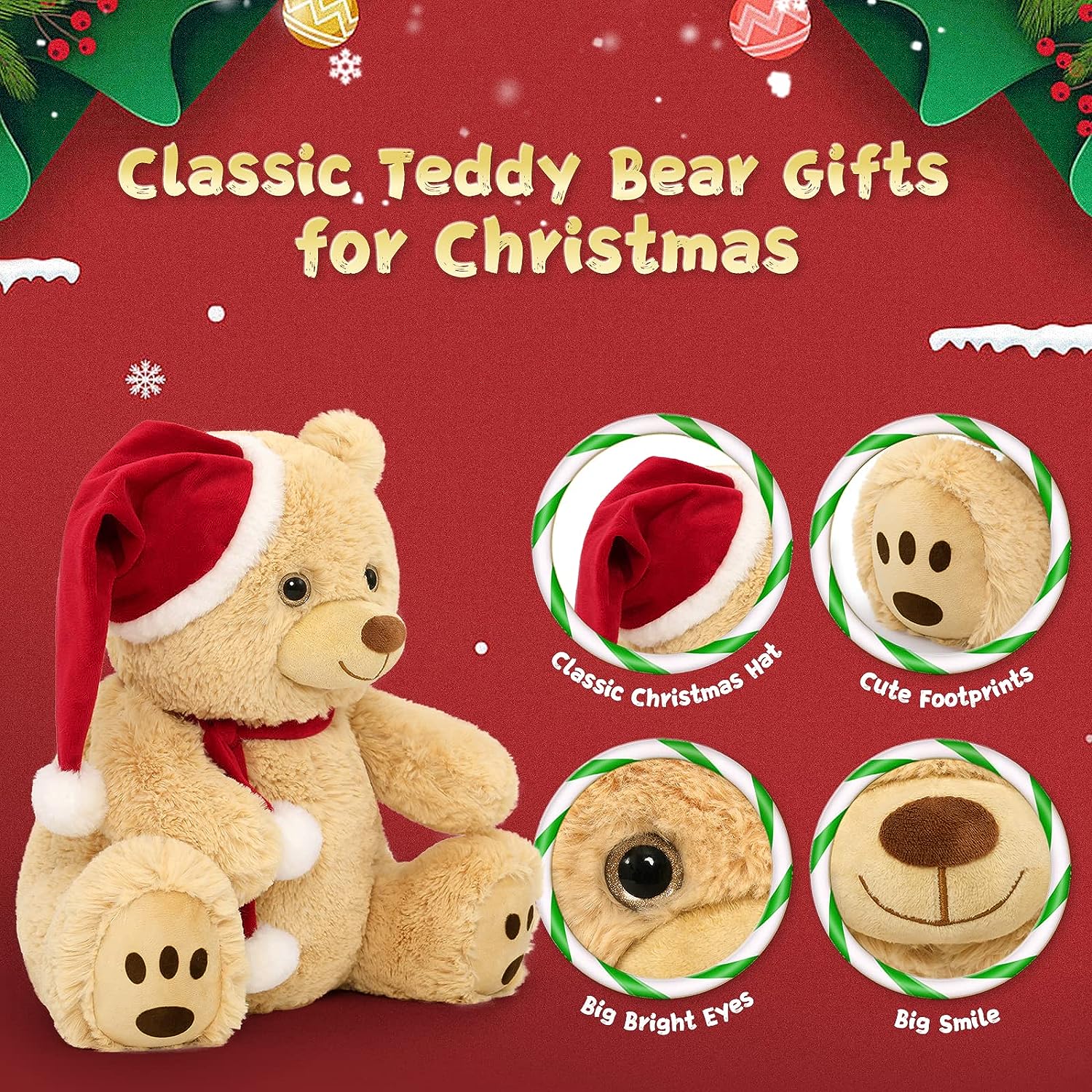 Christmas Teddy Bear Stuffed Animal Toy, 16 Inches