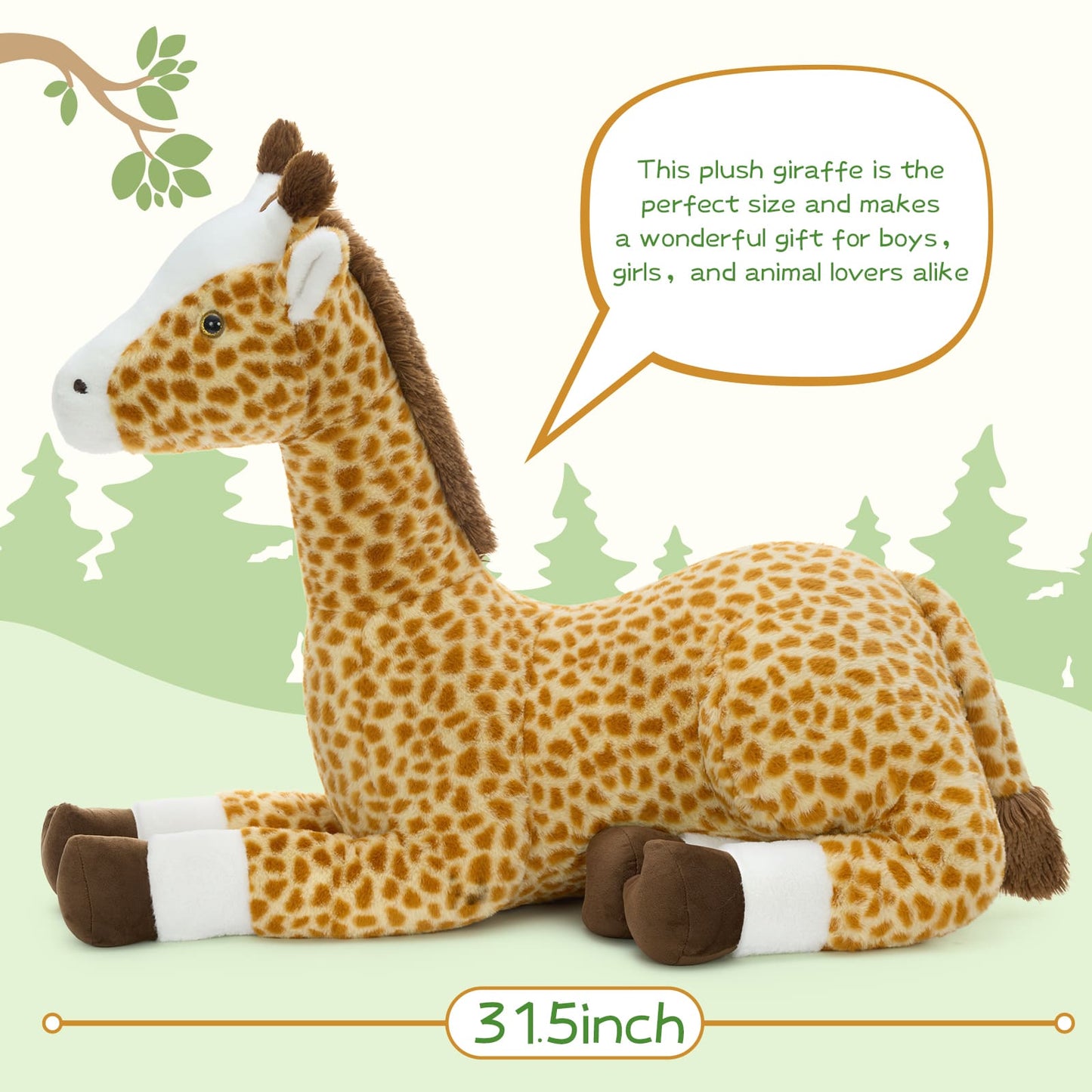 Jumbo Oversized Giraffe Stuffed Animal Soft Cuddly Plush Toy Kids Nursery Decor Safari Theme Room Baby Toddler Gift Idea