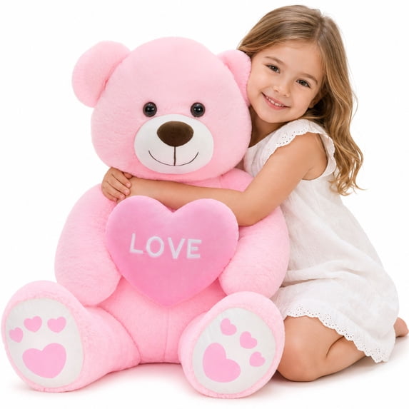 Tezituor 36" Giant Teddy Bear Stuffed Animal Big Bear Plush with Love Heart Plush Toy