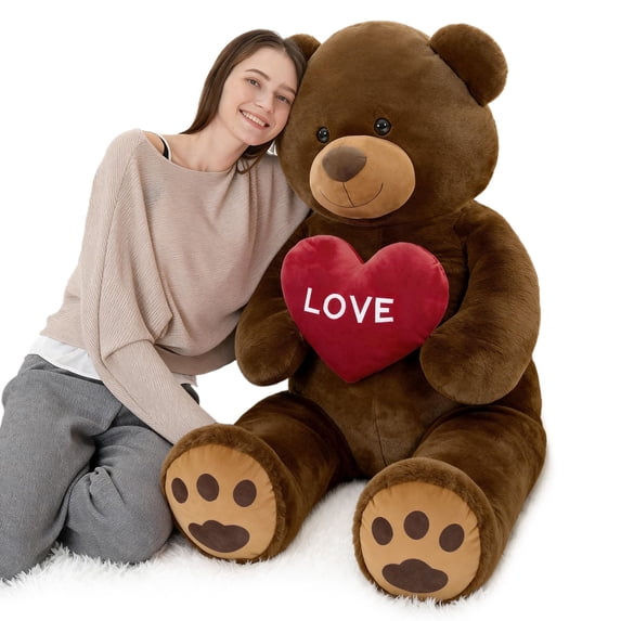 Tezituor 52" Giant Teddy Bear Stuffed Animal Big Bear Plush with Love Heart Plush Toy