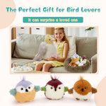 Budgerigar Stuffed Animals - Parakeet Plush Toys - One Big Parrot Plush with Three Parrot Baby Plushies - Parrot Stuffed Animals with Babies in the Belly - Parrot Stuffed Animal Babies with Their Mom - Christmas Birthday Thanksgiving Gift for Birders