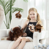 MorisMos 4Pcs Bison Stuffed Animal, 18inch Bison Mommy with 3 Baby Plush Toy, Soft Buffalo Wild Stuffed Animals Gift for Kids, Boys, Girls