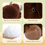 MorisMos 4Pcs Bison Stuffed Animal, 18inch Bison Mommy with 3 Baby Plush Toy, Soft Buffalo Wild Stuffed Animals Gift for Kids, Boys, Girls
