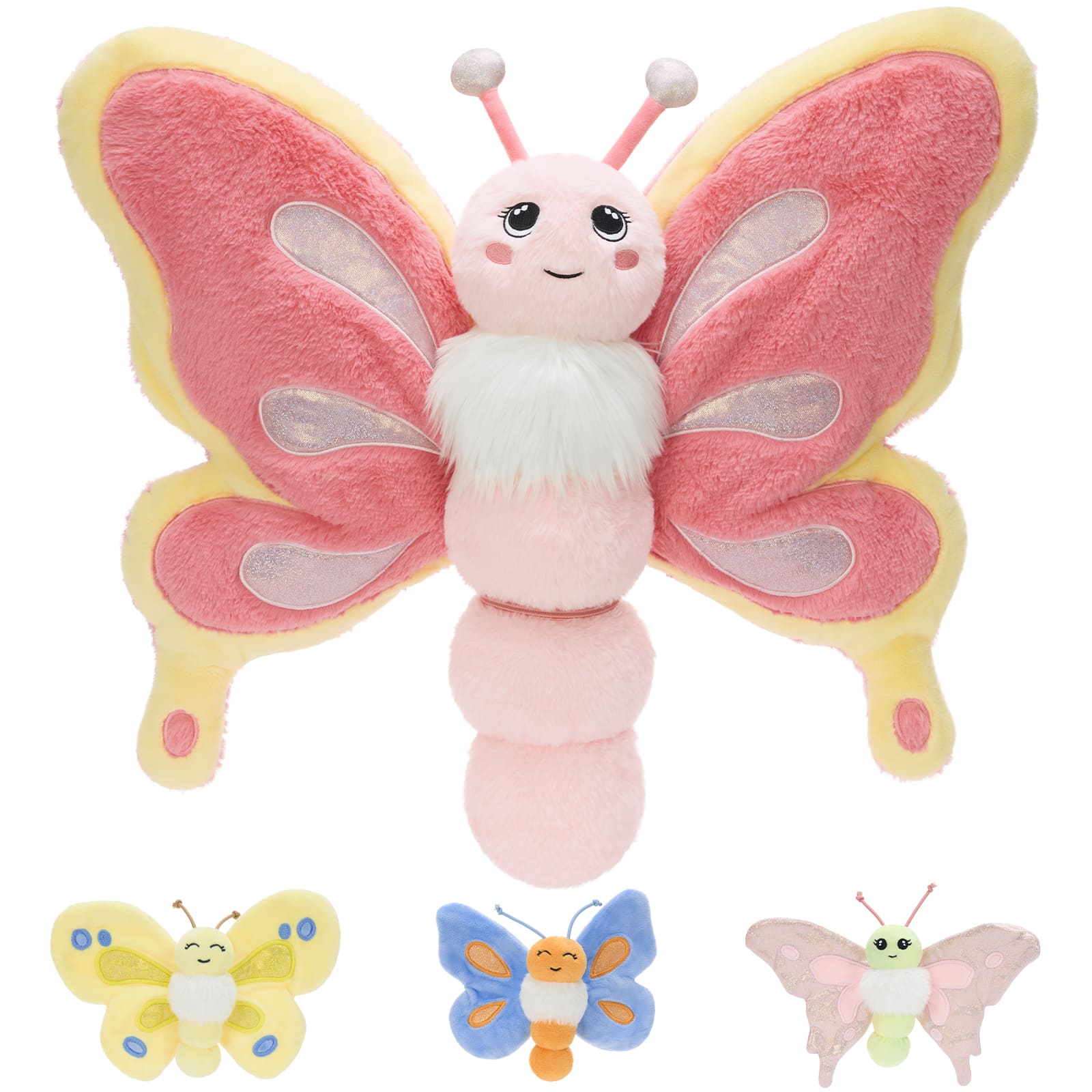 Cute Butterfly Plush Toy with Three Mini Butterflies, 31.5 Inches