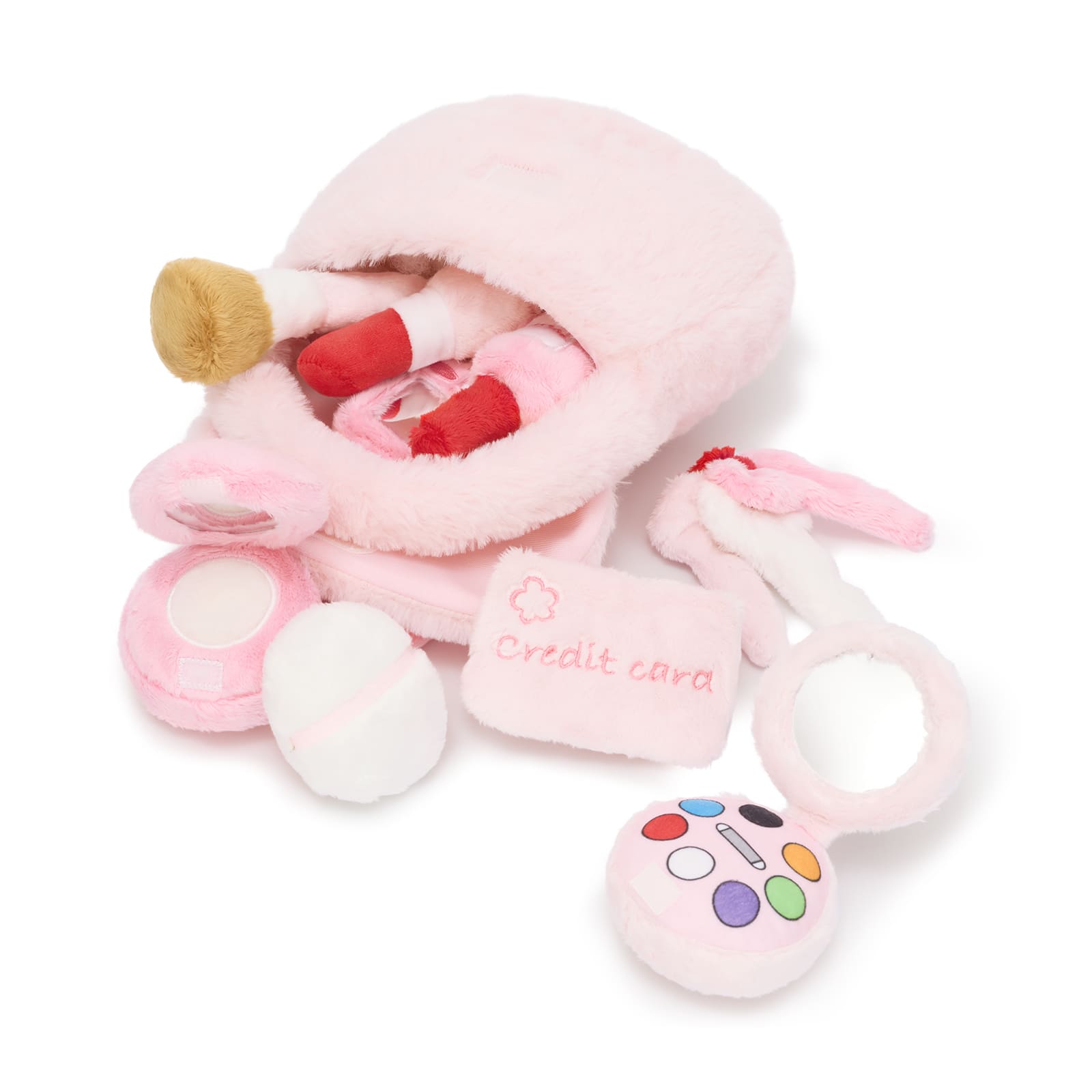 Pink Makeup Pretend Play Plush Toy Set with Purse and Accessories