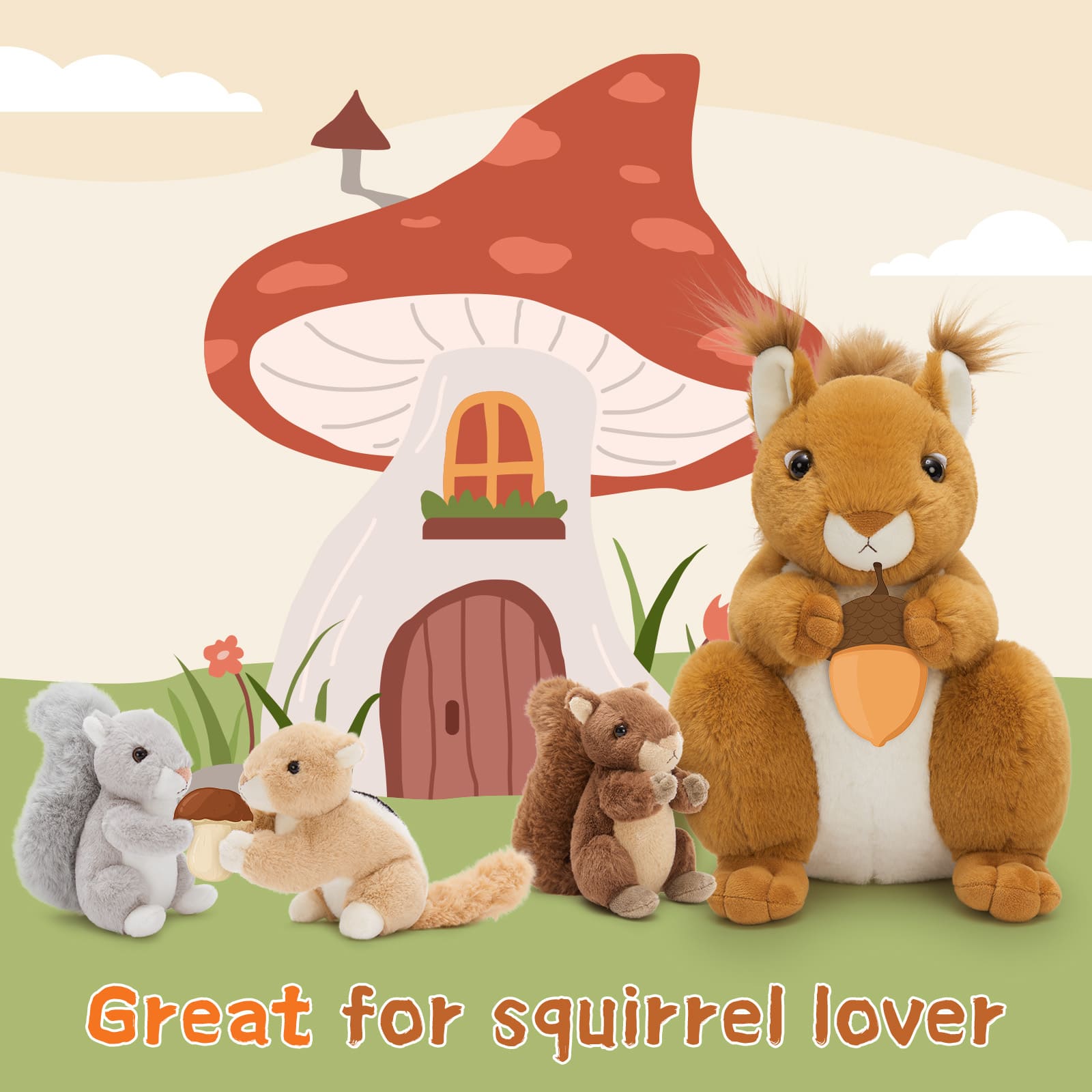 Squirrel Stuffed Animals Squirrel Plush Toys, 13.8 Inches