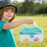 Plush Fishing Toy Set with Stuffed Fishes and Tackle Box