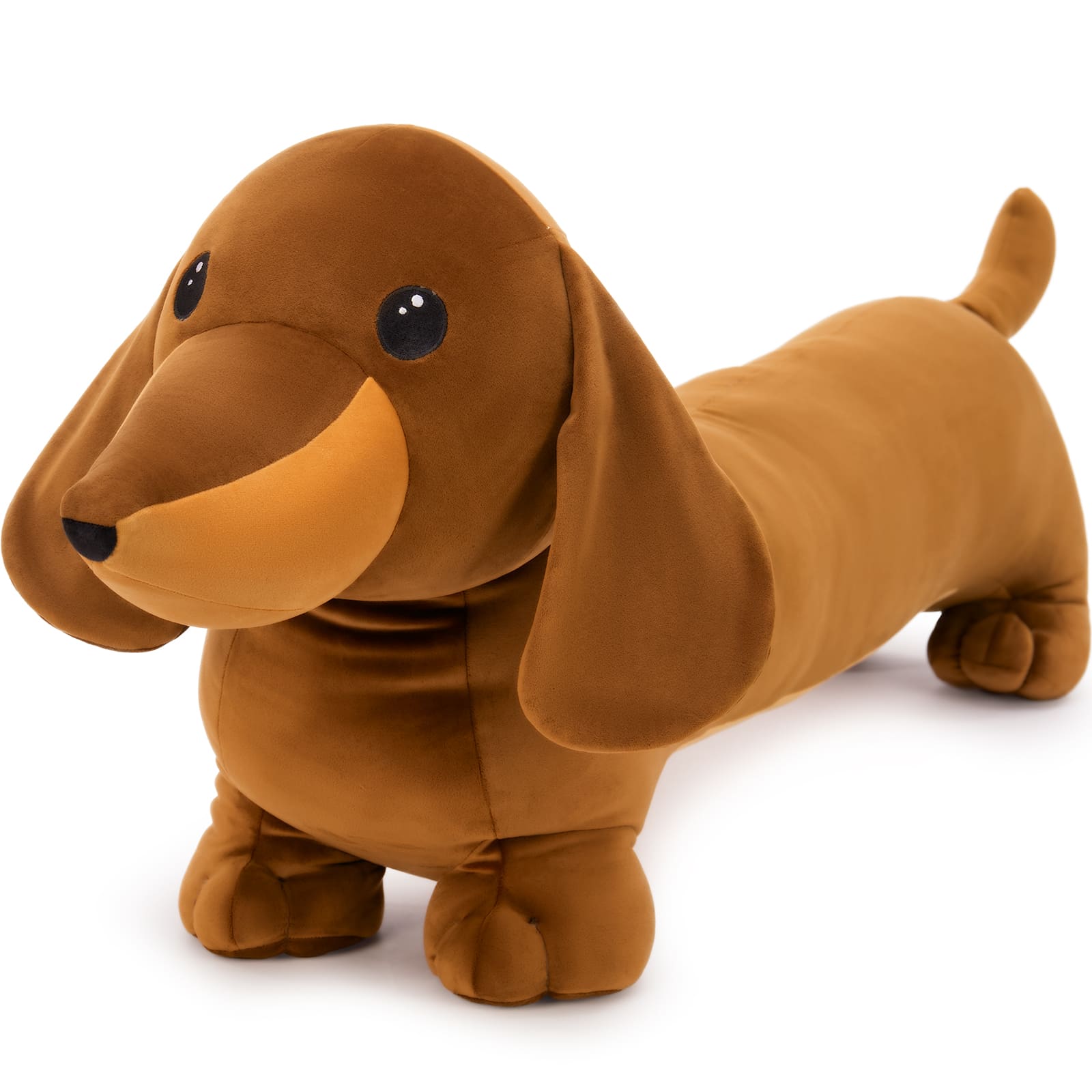 Dachshund Plush Pillow Dog Stuffed Animals, Brown/Black, 43.3 Inches