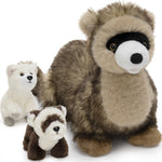Ferret Plush Toy Set – Big Ferret with Two Baby Ferrets, Soft Stuffed Animal Family