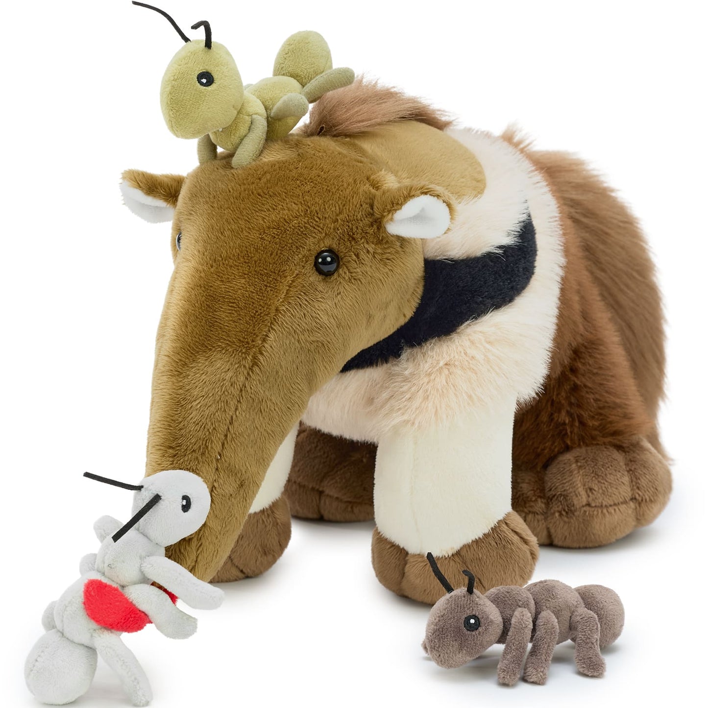 Giant Anteater Plush Toy with three magnetic baby ant plush toys