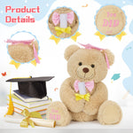 Soft stuffed graduation teddy bear with embroidered paw message cap and diploma perfect graduation keepsake gift