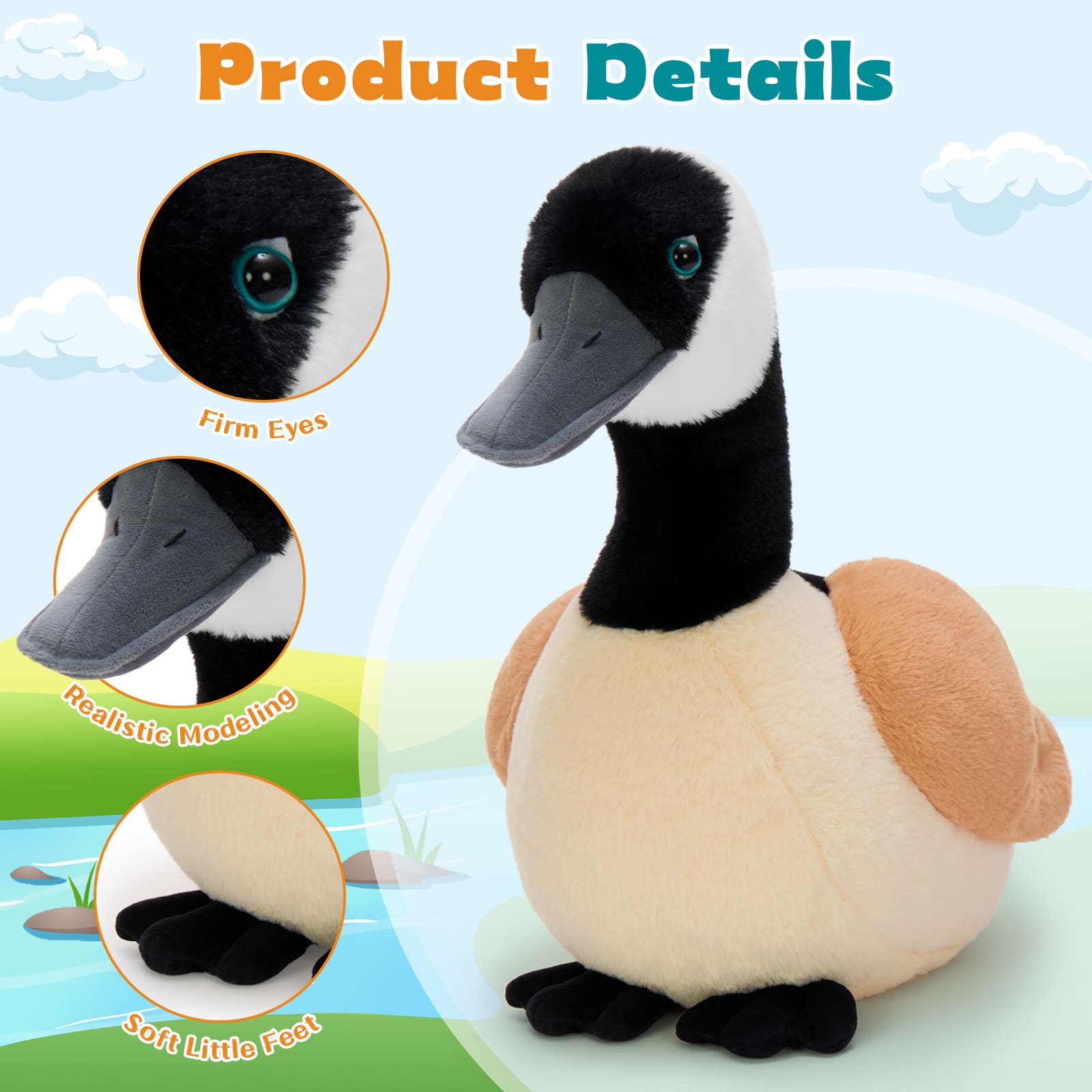 Canada Goose Plush Set with an Egg & Baby Goslings, 15.7 Inches