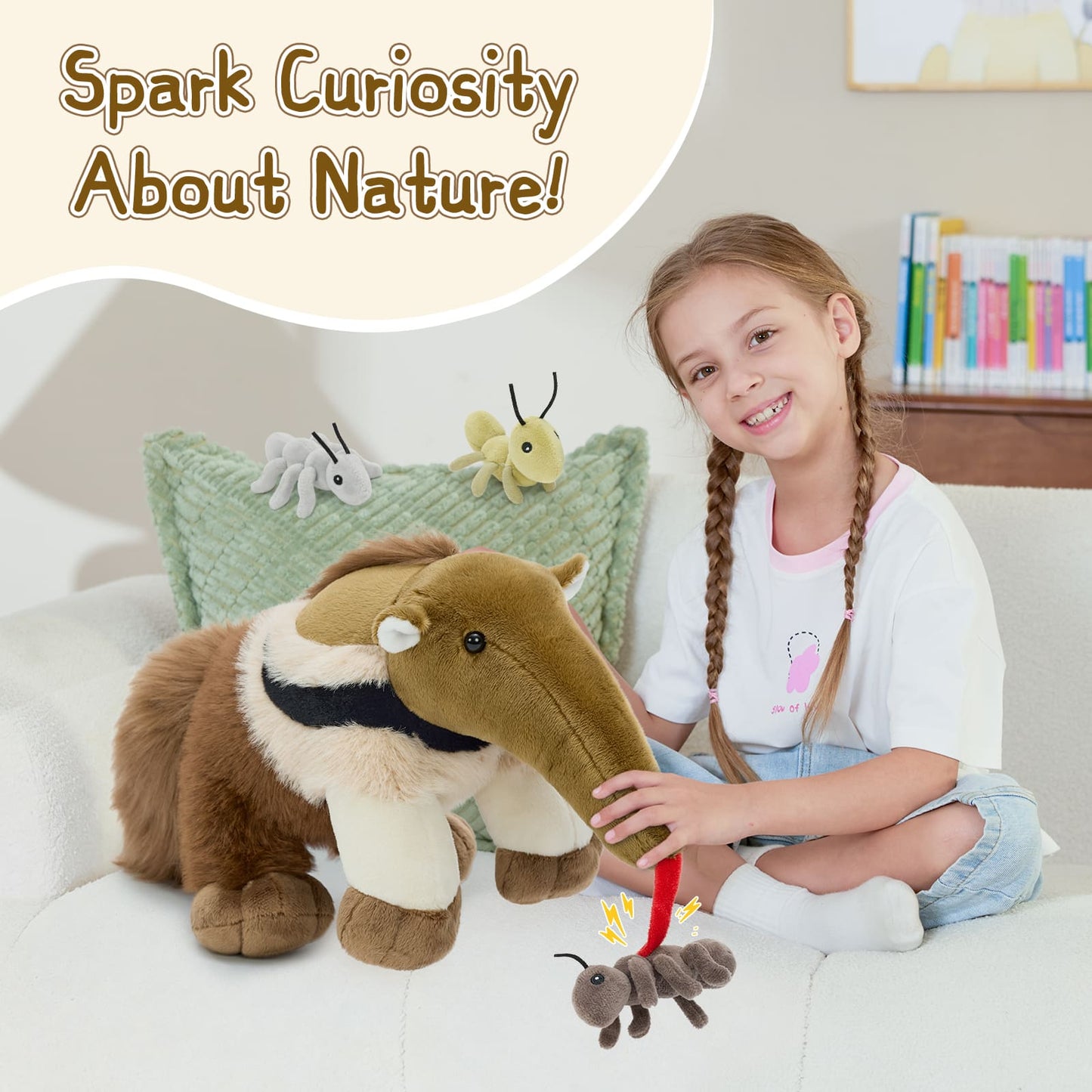 Pretend play anteater plush toy set for toddlers and children