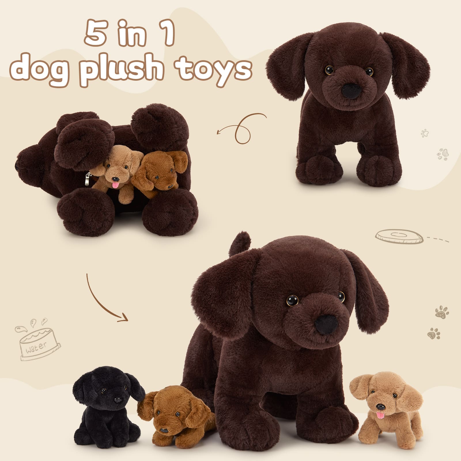 Labrador Plush Toys Dog Stuffed Animals, Chocolate, 15.7 Inches
