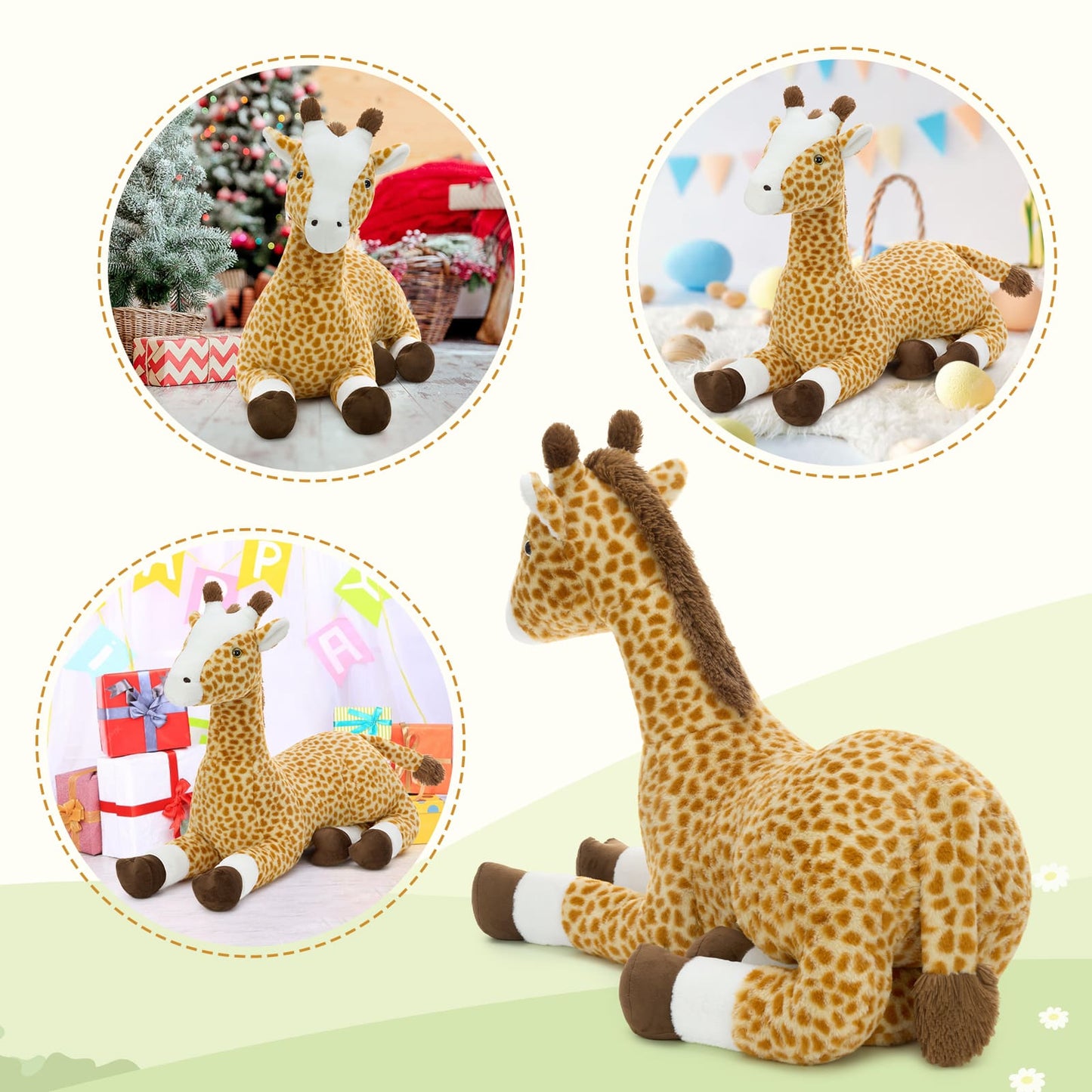 Big Plush Giraffe Toy Giant Stuffed Safari Animal Kids Room Decor Cute Large Cuddly Gift Idea Ultra Soft Plush for Toddlers