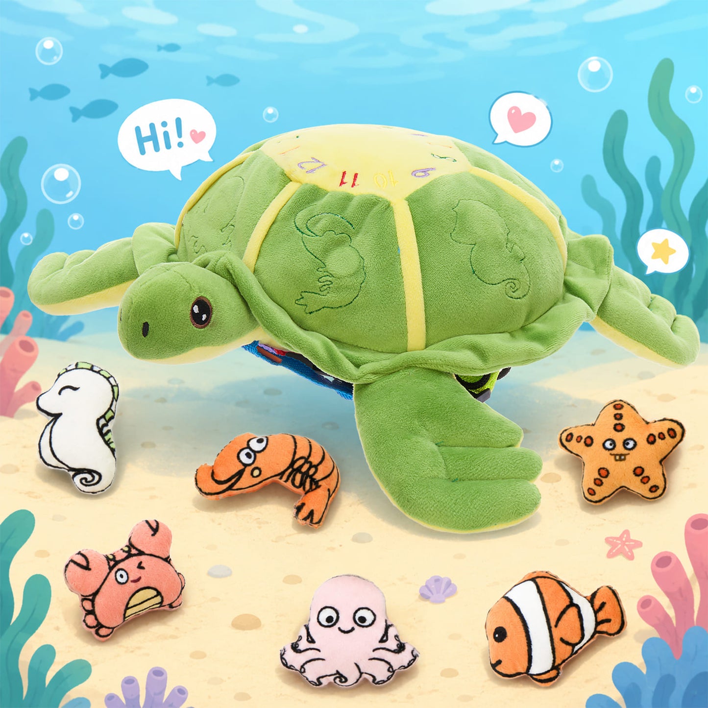 Cute plush sensory turtle toy for babies and toddlers perfect educational gift for baby shower birthday and Christmas
