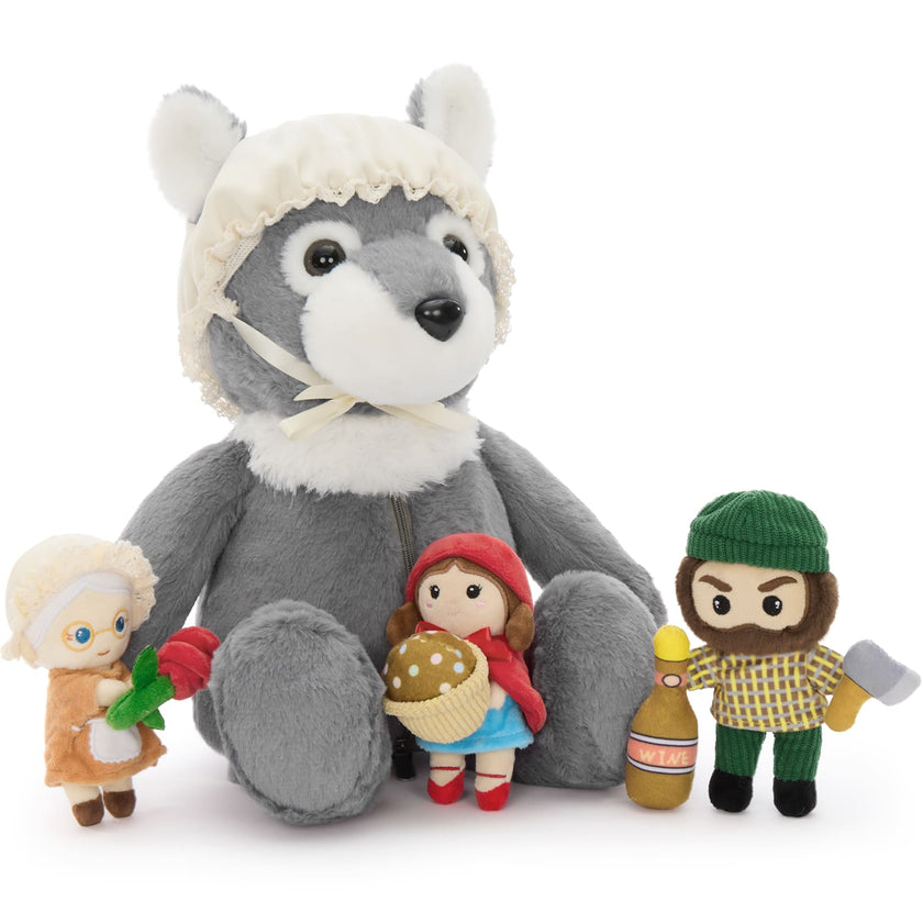 Storybook Character Plush Toy Set – Little Girl, Grandma, Hunter & Wolf Stuffed Dolls