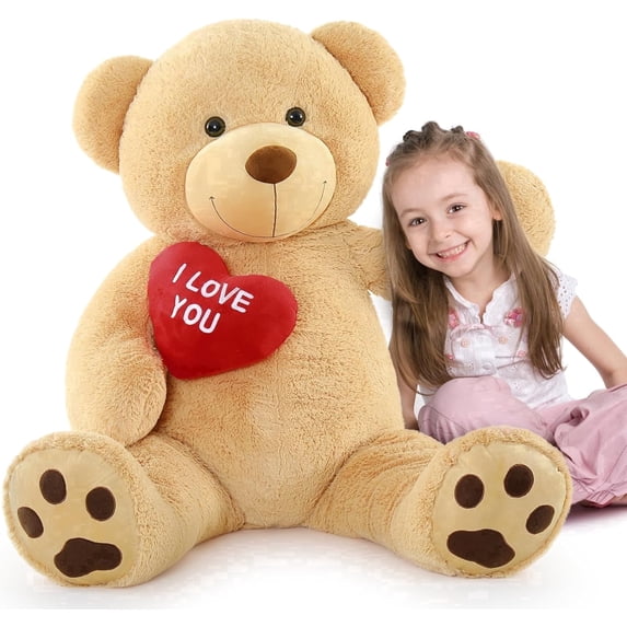 MaoGoLan 4.3ft Giant Teddy Bear Stuffed Animal Large Teddy Bear with Heart Plush Toy