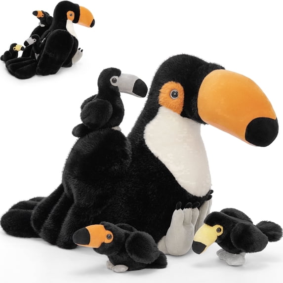 MaoGoLan 24" Toucan Stuffed Animal 4pcs Mommy & Babies Stuffed Toucan Bird Plush Toy