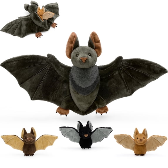 MaoGoLan 4Pcs Realistic Bat Stuffed Animals Set 29.5 inch Large Mommy Stuffed Bat with 3 Cute Babies