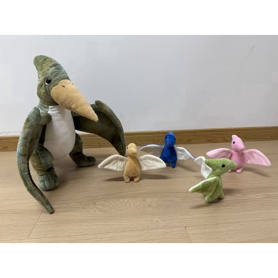 MaoGoLan 5 Pcs Dinosaur Stuffed Animal 14.9'' Large Stuffed Pterosaur with 4 Mini Pterosaurs Plush Toy