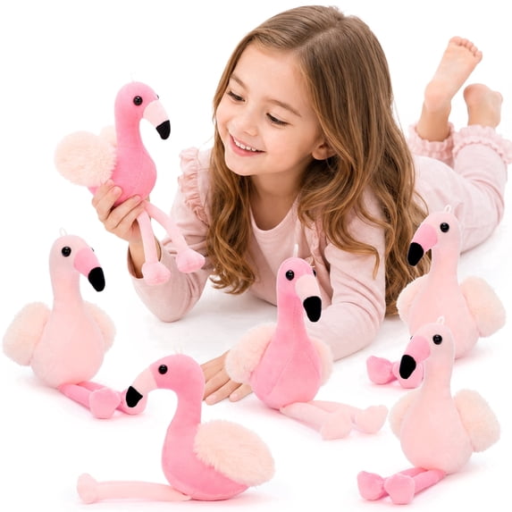 MaoGoLan 6 Pcs Flamingo Stuffed Animal Set 7.8'' Stuffed Flamingos Charm Plush Toy Bulk