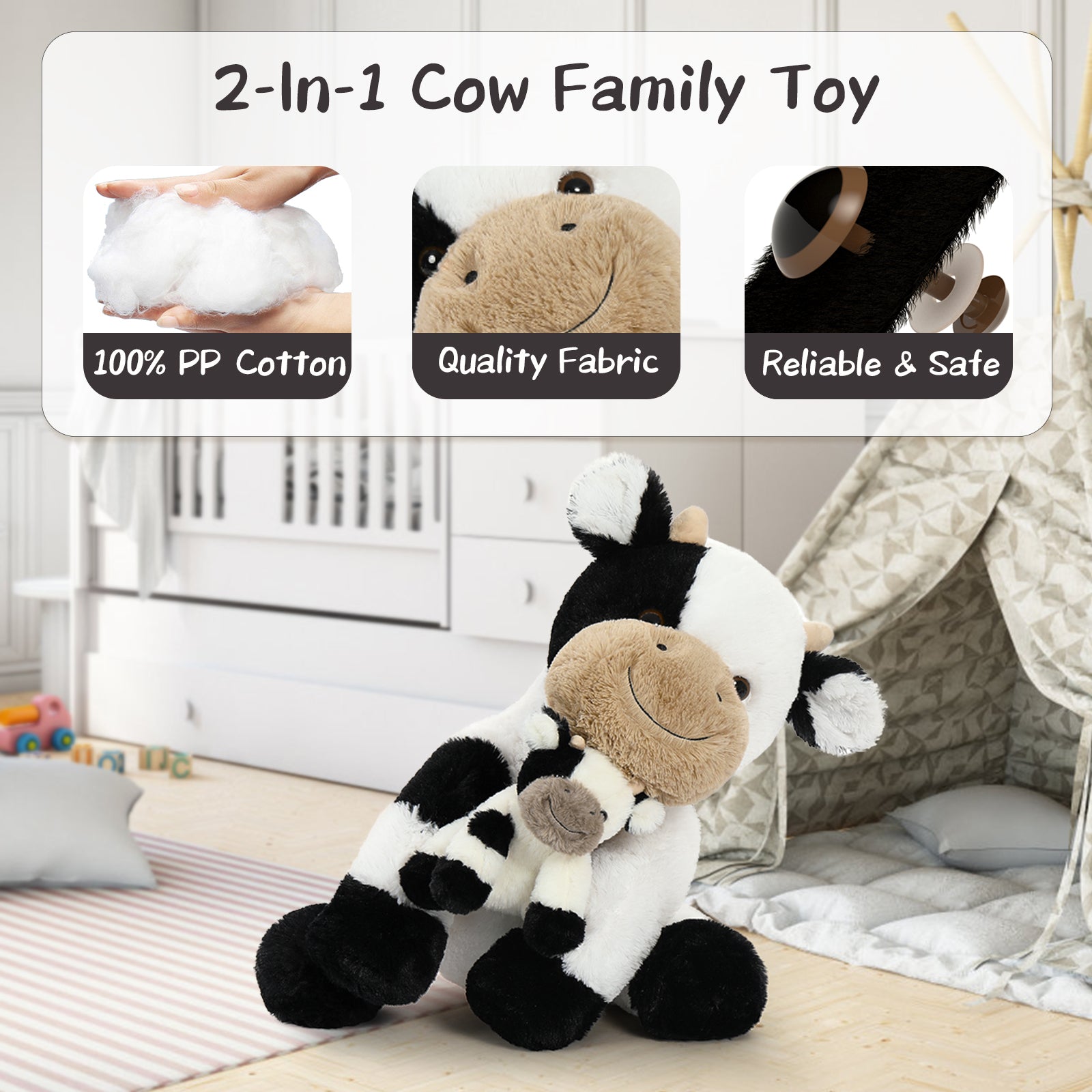 Dairy Cow Stuffed Animals Farm Plush Toys, 19.68 Inches