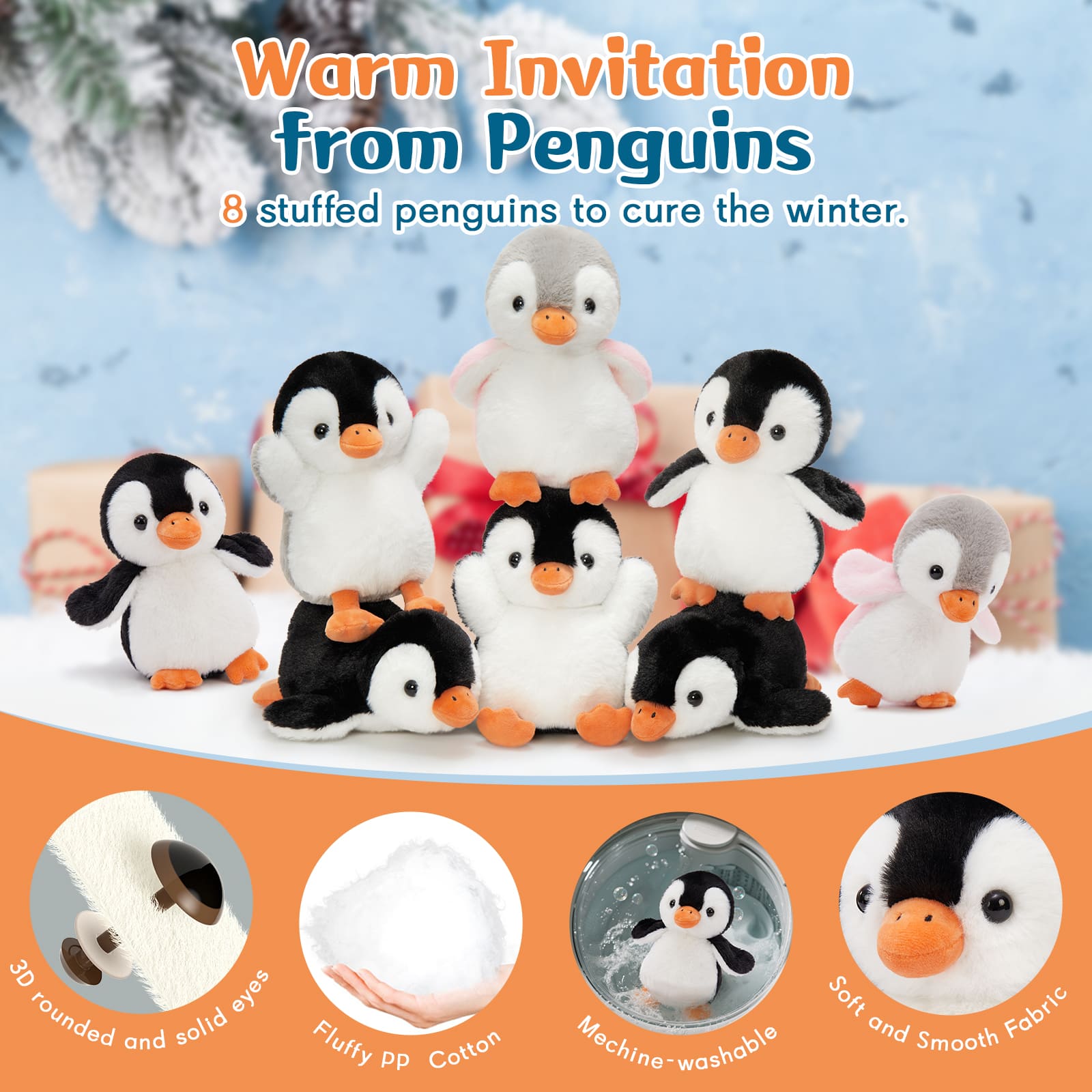 Mini Penguin Stuffed Animals Cute Penguin Babies, 8 Inches