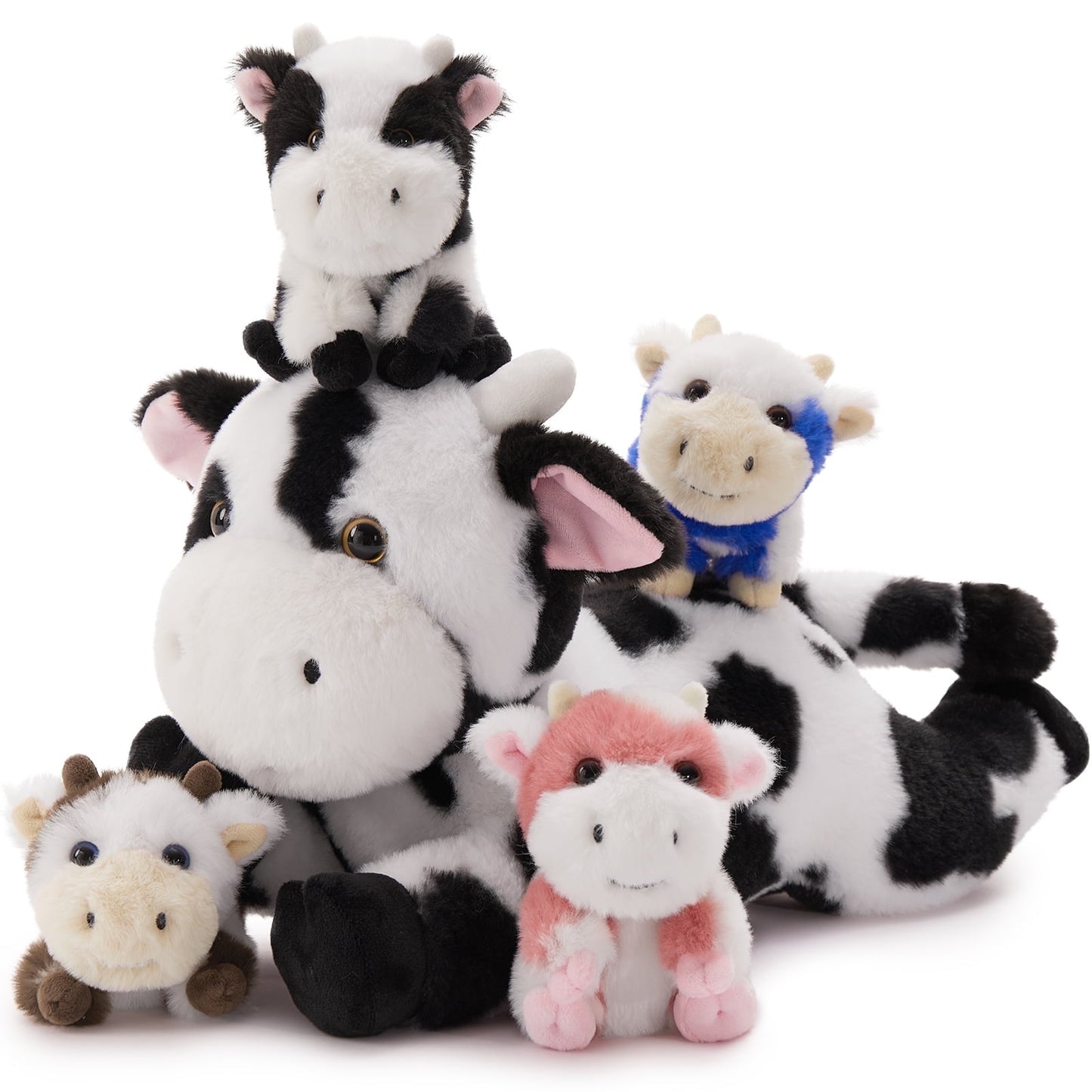 MorisMos 16" Cow Stuffed Animal Mommy Cow with 4 Baby Plush Toys