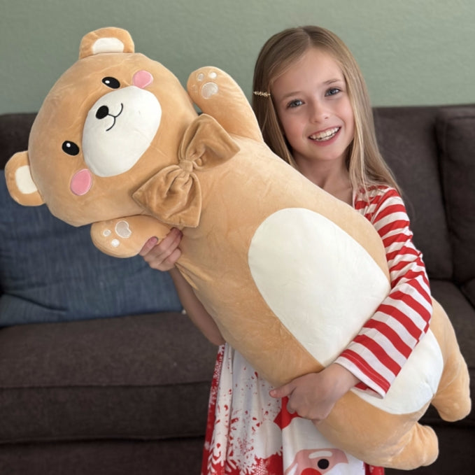 Teddy Bear Plush Toy Cartoon Long Throw Pillow, 36.2 Inches