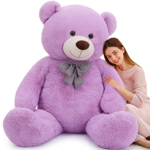 MorisMos Giant Purple Teddy Bear Stuffed Animal 6 Feet Soft Cuddly Smiling Face Big Teddy Bear Plush