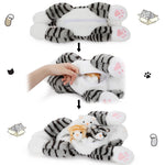 Realistic Tabby Cat Stuffed Animals - 4 Pcs Short Fur Tabby Cat Plush Toys - Tabby Kitty Baby Stuffed Animals with Their Mom - Cute Kitten Plush Toys - Christmas Birthday Gift for Kids Teens Adults