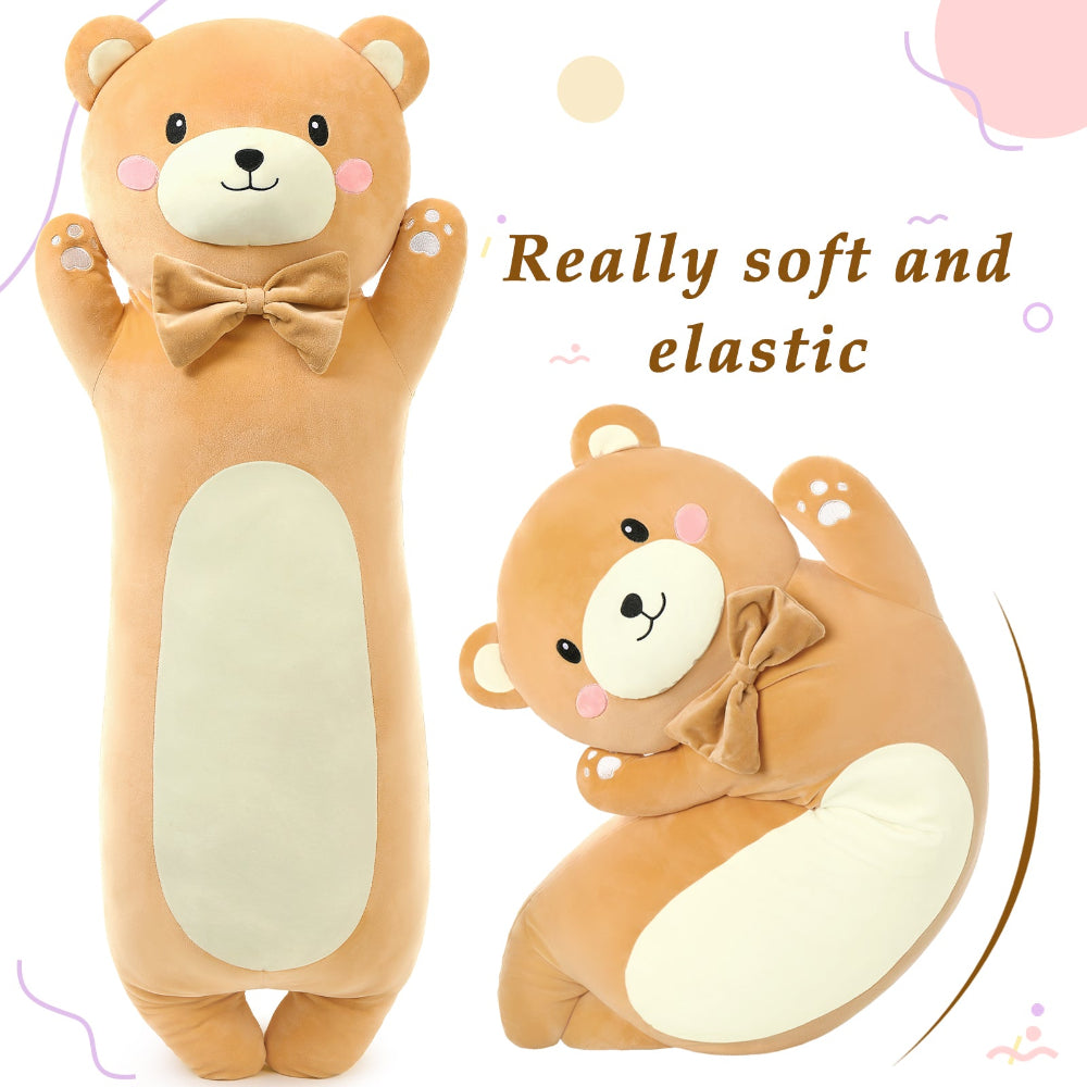 MorisMos Stuffed Animals - Teddy Bear Plush Toys - Cute Cartoon Teddy Plush Pillows - Cute Bear Cartoon Sofa/Bed Cushion Pillows - Cozy Long Body Pillows - Luxury Soft Fluffy Decorative Pillow Covers for Sofa, Couch, Living Room, Bedroom - Housewarming Gift