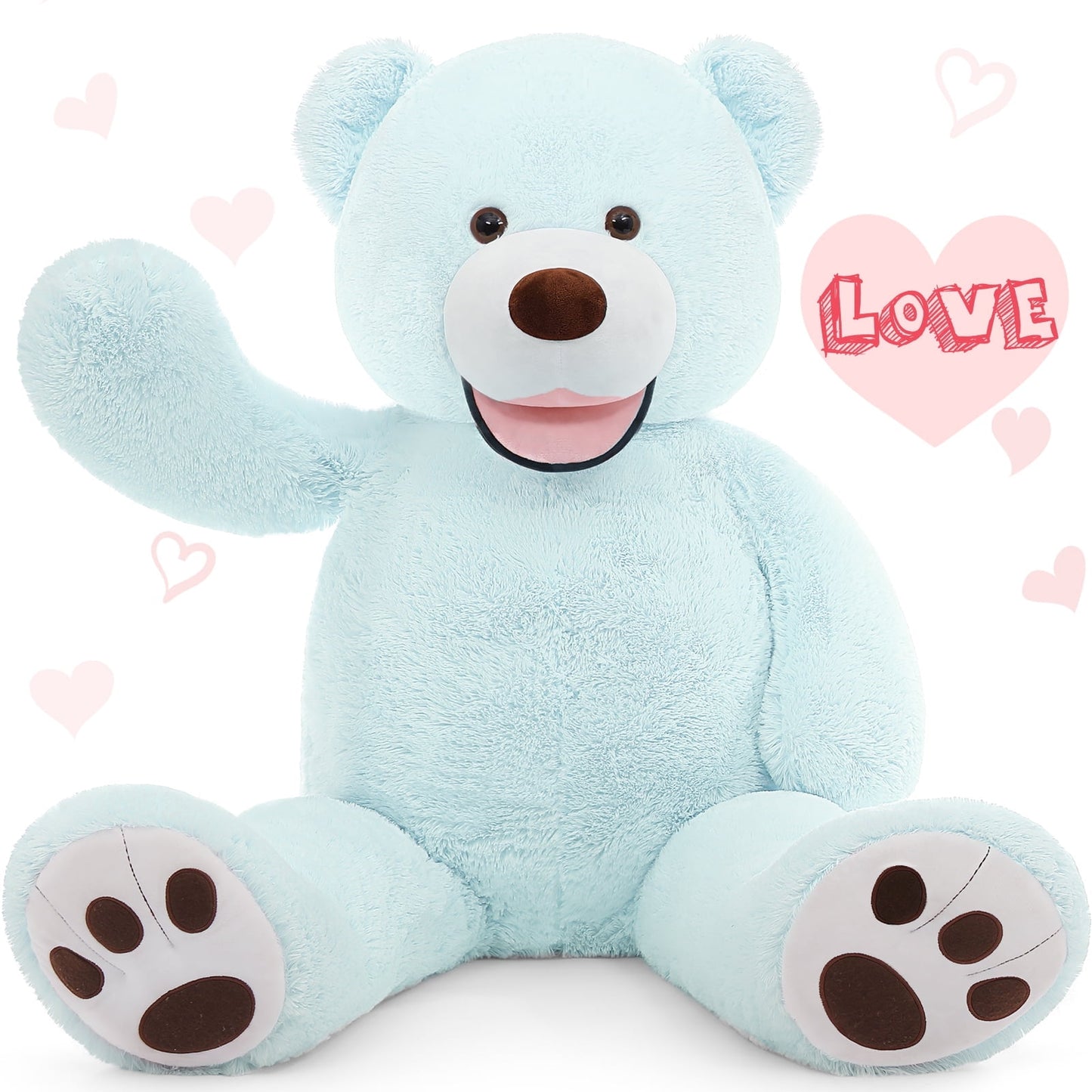Muiteiur 39" Blue Teddy Bear with Big Footprints Plush Stuffed Animals