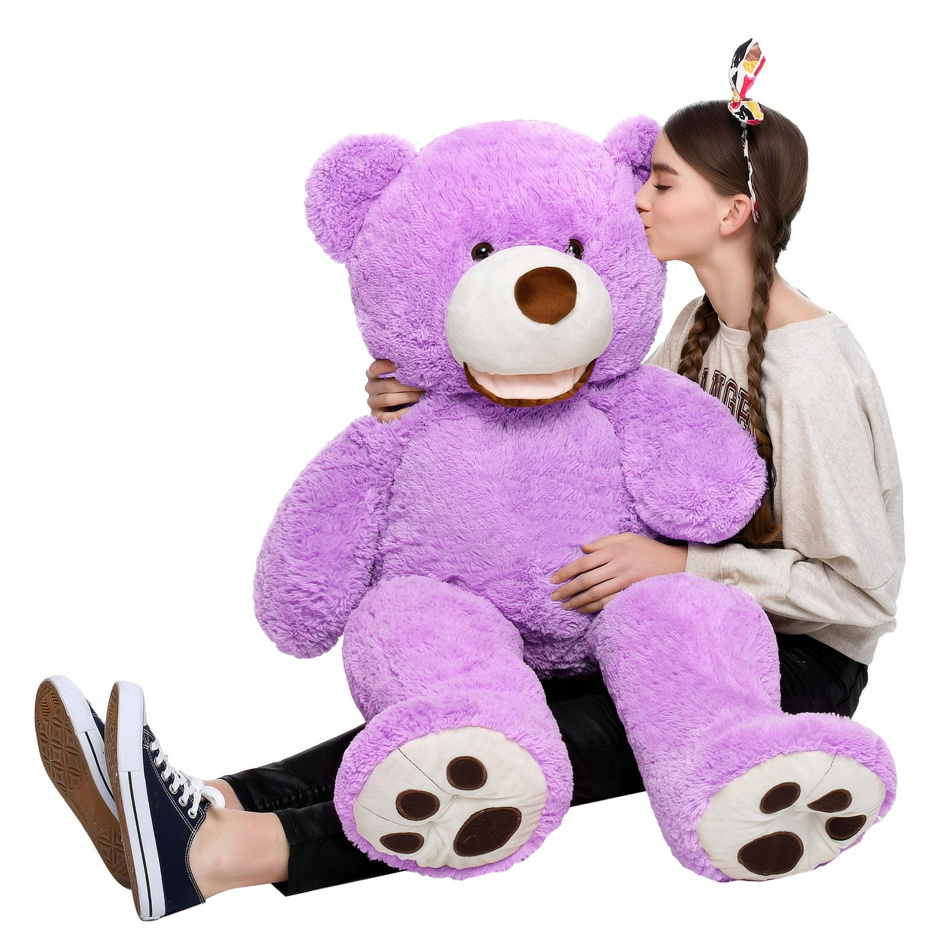 Muiteiur 39" Blue Teddy Bear with Big Footprints Plush Stuffed Animals