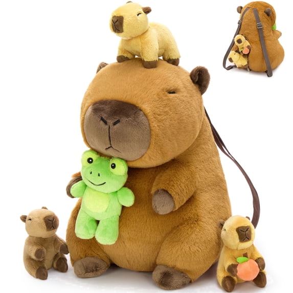 Muiteiur 4Pcs Capybara Stuffed Animal 13.8" Capybara Plush with 3 Babies