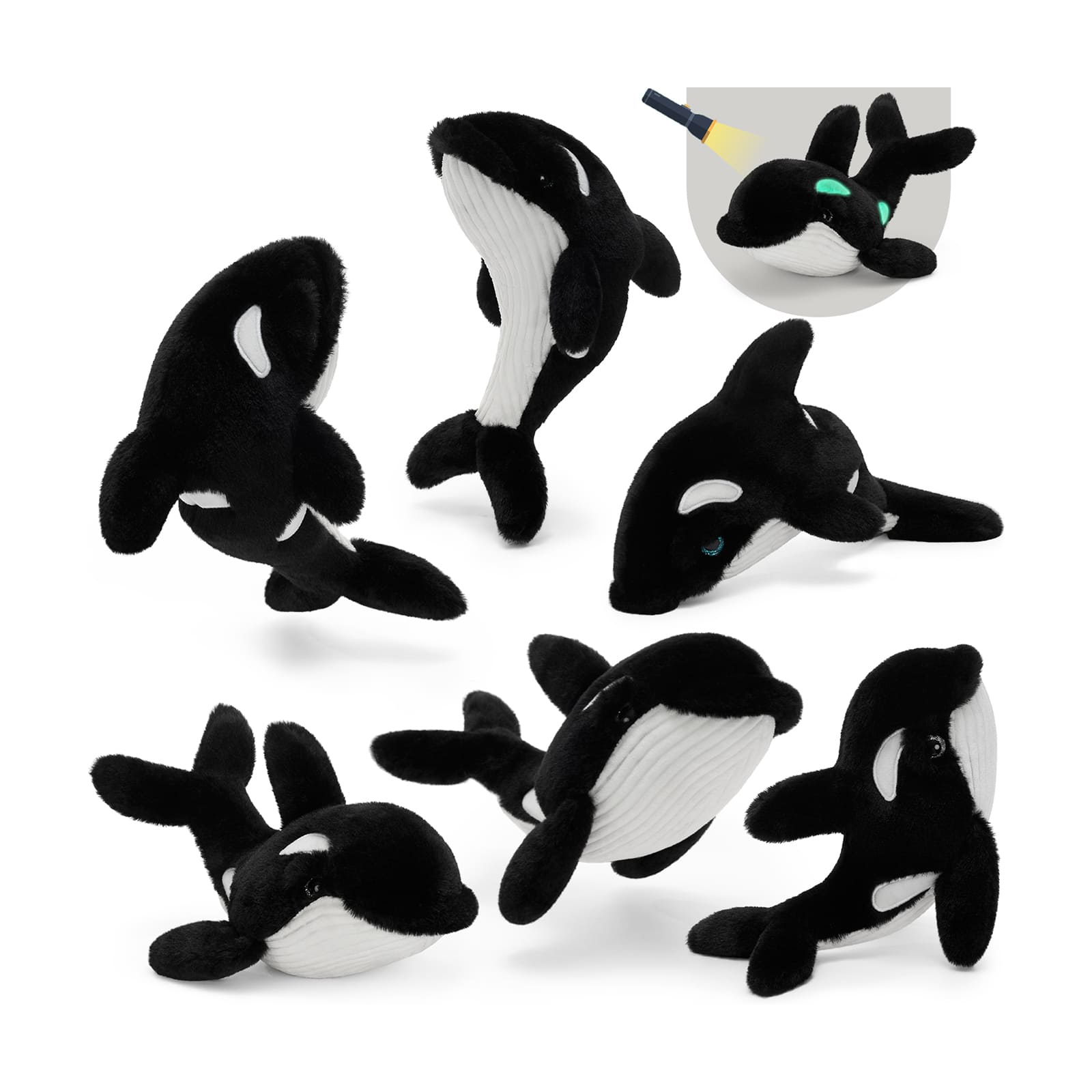 Six Pcs 15 Inch Orca Plush Toy Set Ocean Stuffed Animals