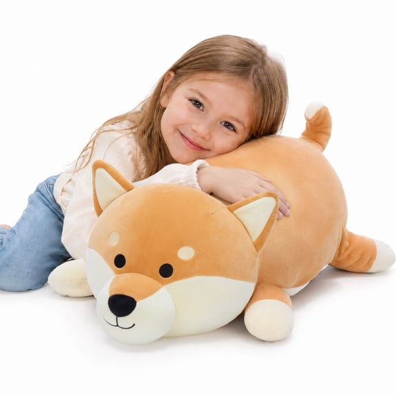 Tezituor 23.6" Shiba Inu Stuffed Animal Big Stuffed Dog Plush Toy Soft Cuddle Pillow