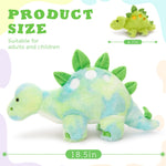 MorisMos Dinosaur Stuffed Animal, Dinosaur Plush Toys for Girls, Cute Dino Plushies, Mommy Dinosaurs,3 Baby & 2 Eggs Gifts Kids Boys Christmas Easter Birthday Children's Day (Night-Glowing Stegosaurus)