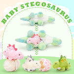 MorisMos Dinosaur Stuffed Animal, Dinosaur Plush Toys for Girls, Cute Dino Plushies, Mommy Dinosaurs,3 Baby & 2 Eggs Gifts Kids Boys Christmas Easter Birthday Children's Day (Night-Glowing Stegosaurus)