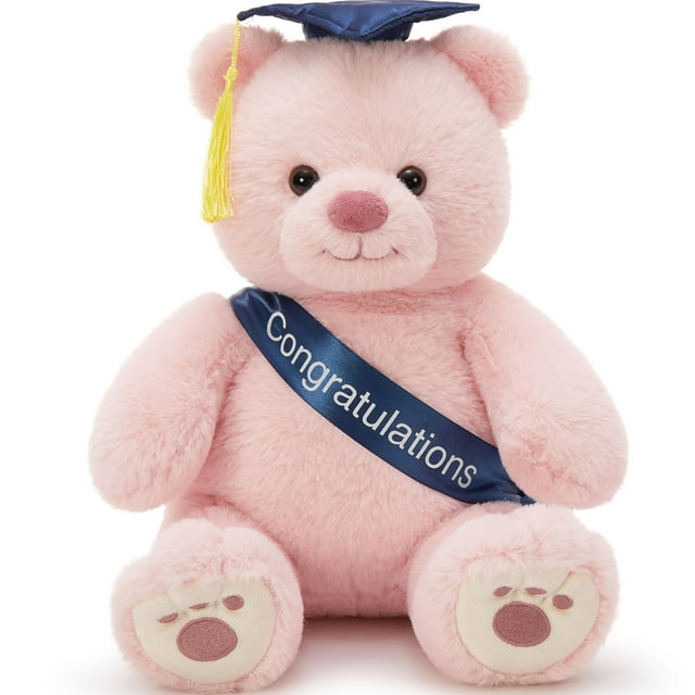 Tezituor 17.7" Graduation Teddy Bear Stuffed Animal with Doctoral Cap and Sash Graduation Stuffed Bear Plush Toy