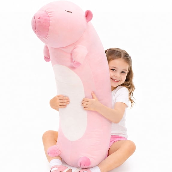 Tezituor 39.4" Giant Capybara Stuffed Animal Realistic Capybara Plush Toy Soft Body Pillow