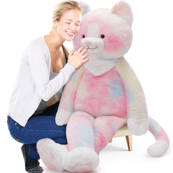 Tezituor 39" Large Cat Stuffed Animals Big Cat Soft Body Plush Pillow with Long-Legged, Realistic Kitty Gifts