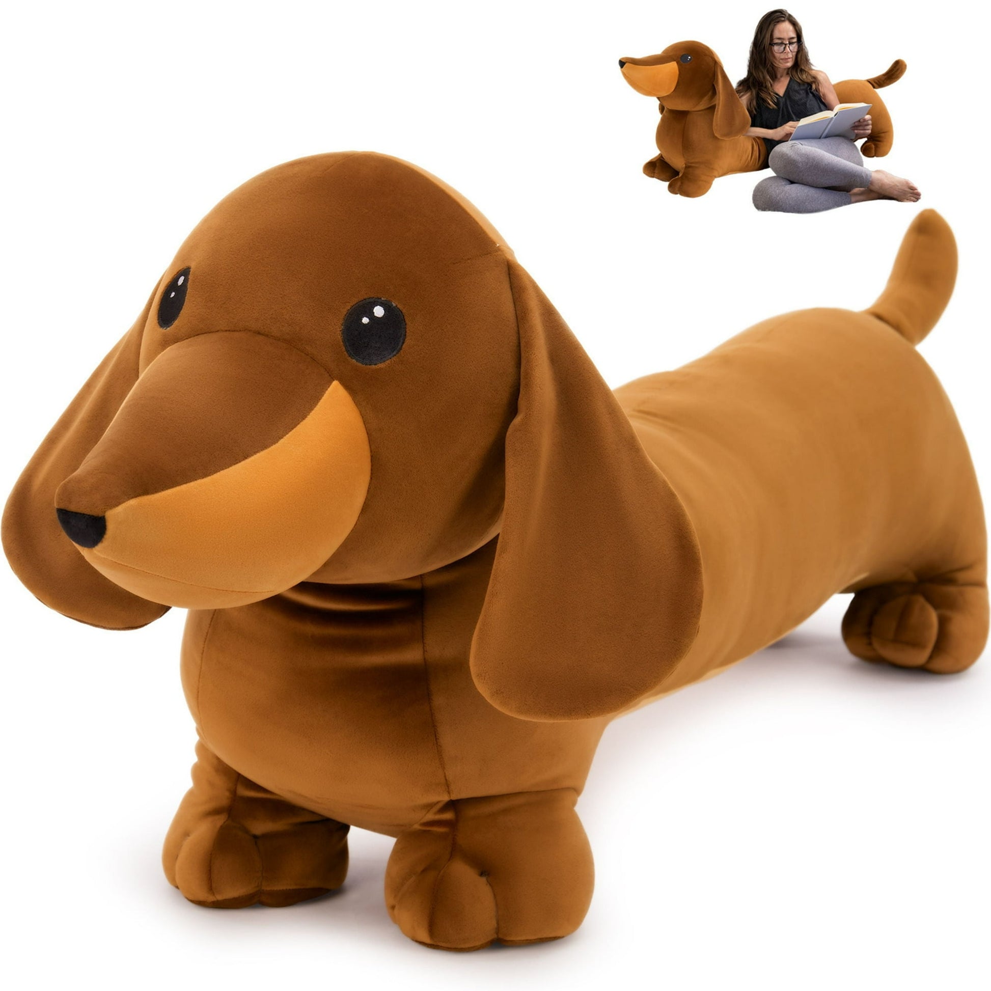 Tezituor 43.3" Dachshund Dog Stuffed Animal Giant Weiner Dog Body Pillow Plush Toy
